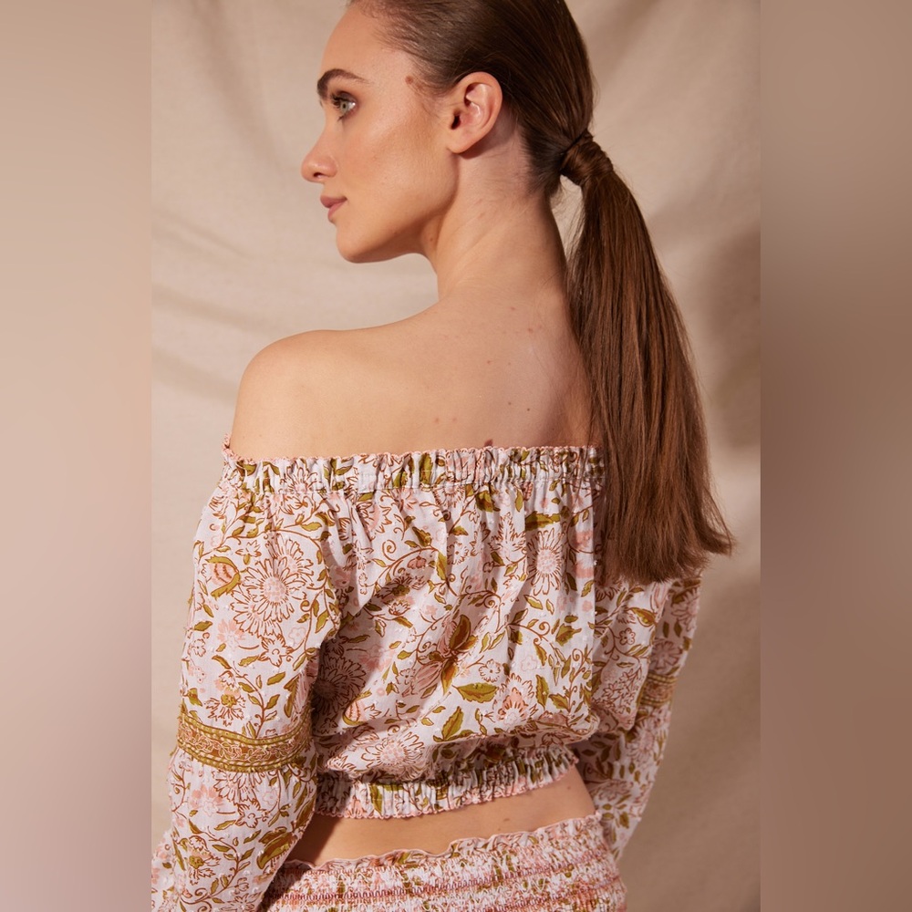 Poupette St Barth Floral Boho Crop Top & Tiered Mini Skirt Set XS - Picture 5 of 13